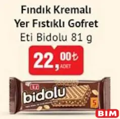 ETİ BİDOLU FINDIK KREMALI YER FISTIKLI GOFRET 81 G